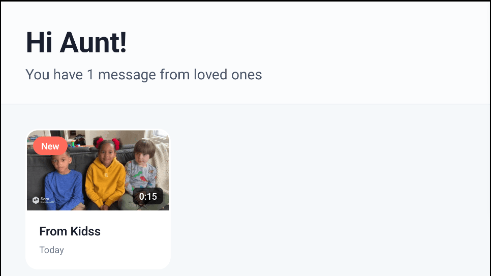 Fire TV showing a video message playing on the loved one's room TV